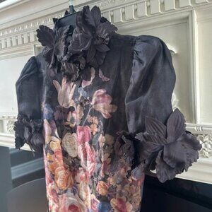 Zimmermann luminosity liftoff floral Midi-Dress applique dressapplique  black